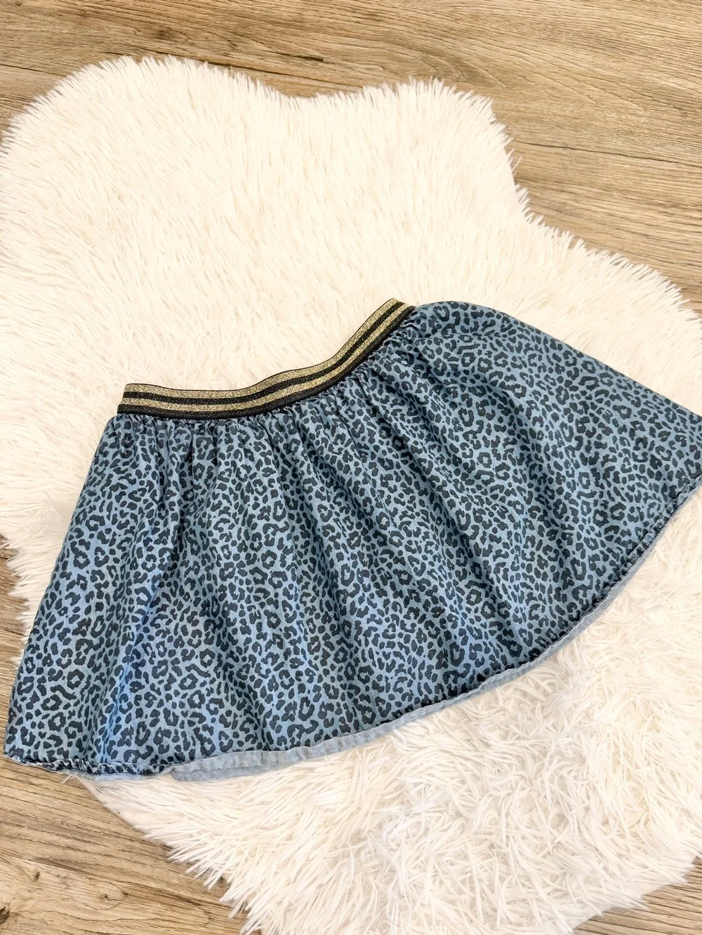 Crewcuts Girls Skirt Leopard Denim 6 7 Cheetah Animal Print